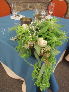 This interesting arrangement was on the sweetheart table.