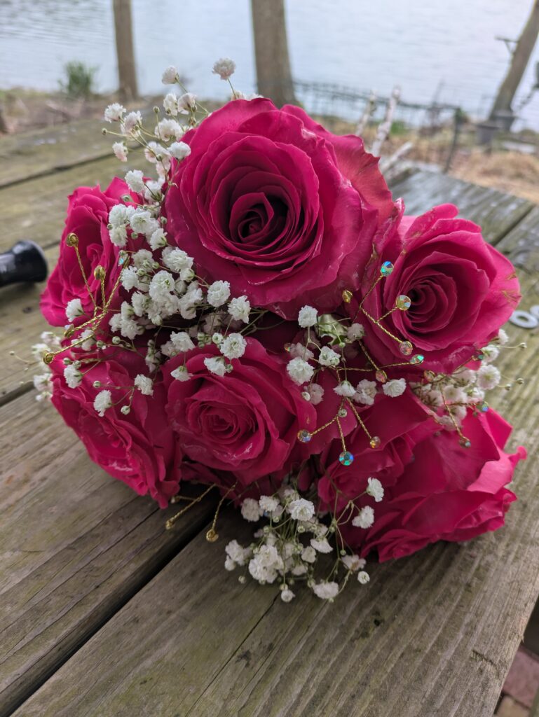 The bride carried a simple bouquet